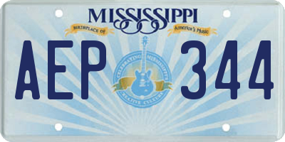 MS license plate AEP344