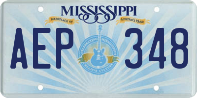 MS license plate AEP348