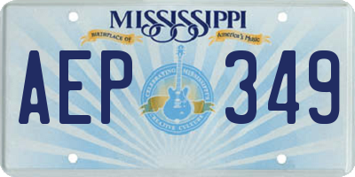 MS license plate AEP349