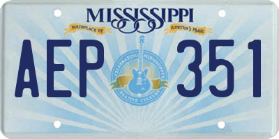 MS license plate AEP351