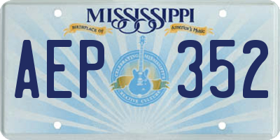MS license plate AEP352