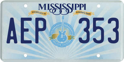 MS license plate AEP353