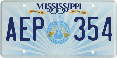 MS license plate AEP354