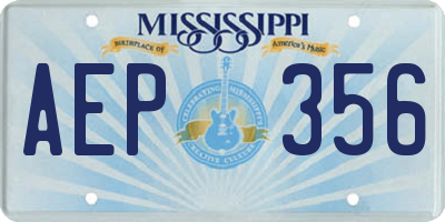 MS license plate AEP356