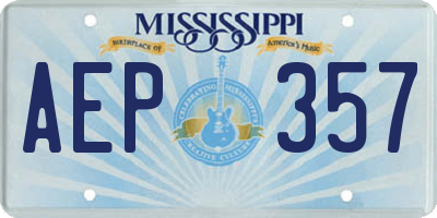 MS license plate AEP357