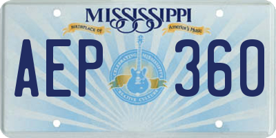MS license plate AEP360