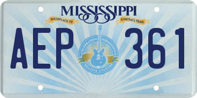 MS license plate AEP361