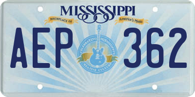 MS license plate AEP362