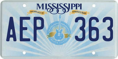 MS license plate AEP363
