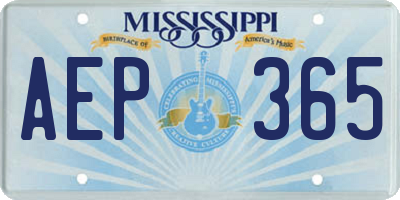MS license plate AEP365