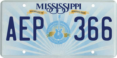 MS license plate AEP366