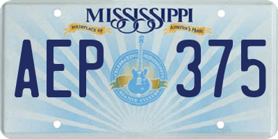 MS license plate AEP375