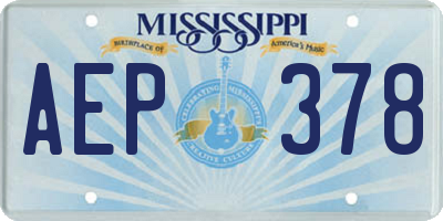 MS license plate AEP378