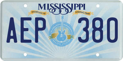 MS license plate AEP380