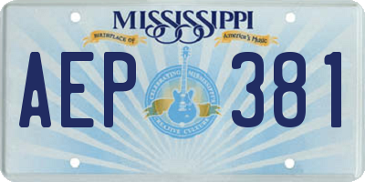MS license plate AEP381