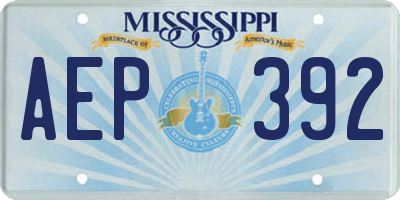 MS license plate AEP392