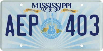 MS license plate AEP403