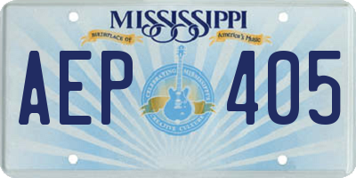 MS license plate AEP405