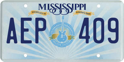 MS license plate AEP409