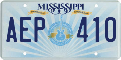 MS license plate AEP410