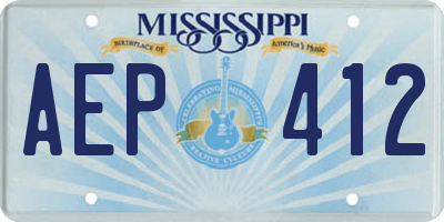 MS license plate AEP412