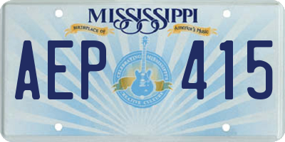 MS license plate AEP415