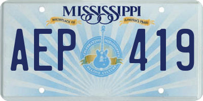 MS license plate AEP419
