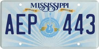 MS license plate AEP443
