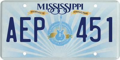 MS license plate AEP451