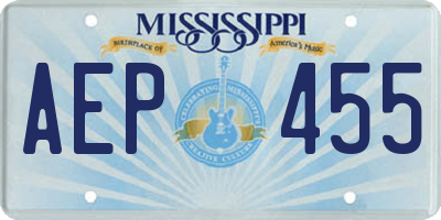MS license plate AEP455