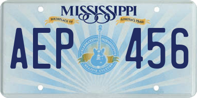 MS license plate AEP456