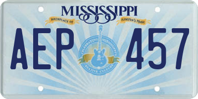 MS license plate AEP457