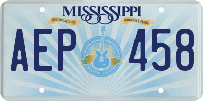 MS license plate AEP458