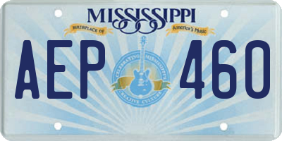 MS license plate AEP460