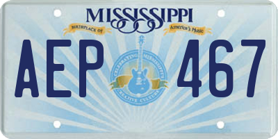 MS license plate AEP467