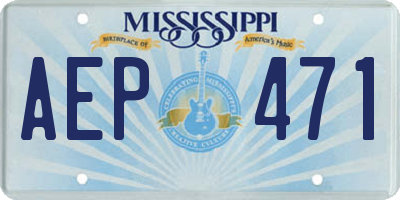 MS license plate AEP471
