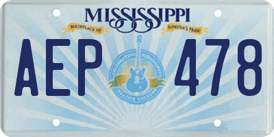 MS license plate AEP478