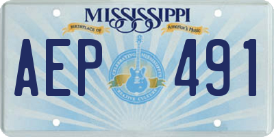 MS license plate AEP491