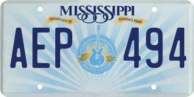MS license plate AEP494