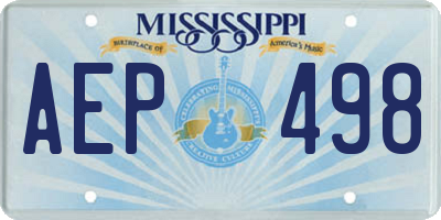 MS license plate AEP498