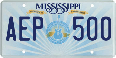 MS license plate AEP500