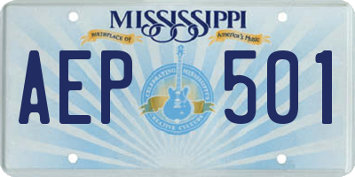 MS license plate AEP501