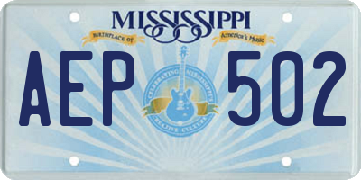 MS license plate AEP502