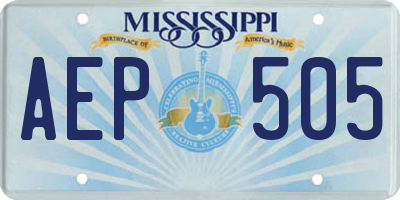 MS license plate AEP505