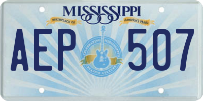 MS license plate AEP507