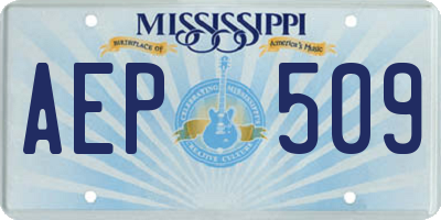 MS license plate AEP509