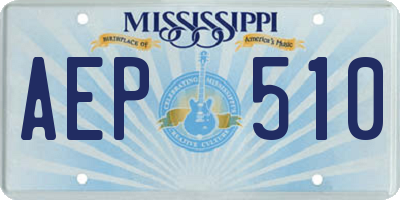 MS license plate AEP510