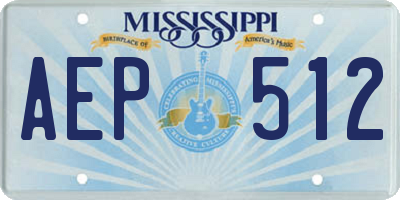 MS license plate AEP512