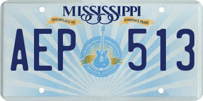 MS license plate AEP513