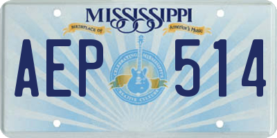 MS license plate AEP514